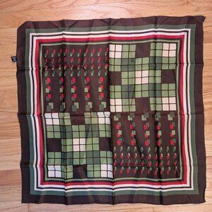 vintage 70s 80s head neck scarf made in Japan retro geometric 26" square brown